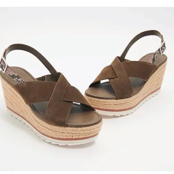🆕{MARC FISHER} Cross Band Platform Wedge Espadrille - Picture 5 of 9